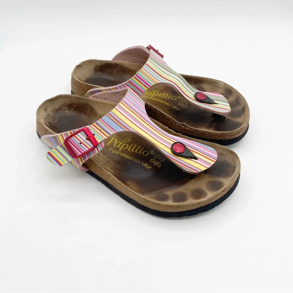 Birkenstock Papillio Pink Yellow Sandals with Cork Footbeds Comfy Casual Sz6-6.5 - Picture 3 of 9